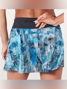 Lululemon Play Off The Pleats Sun Dazed Multi Blue Dark Micro Pixel Tennis Skirt